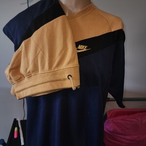Nike Colorblock Crewneck Sweatshirt in Navy & Mustard